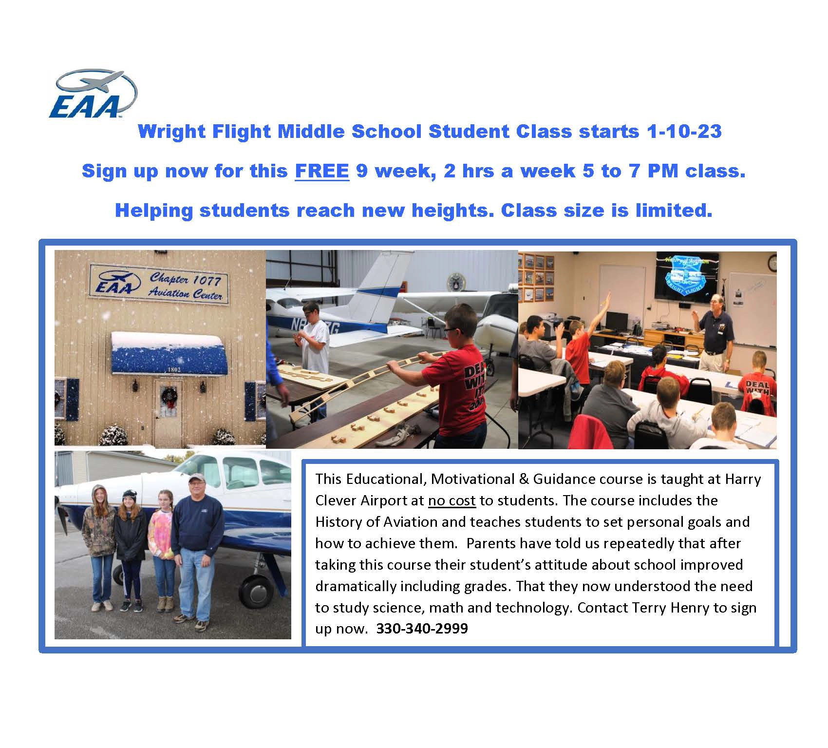 Wright Flight Middle School Student Class